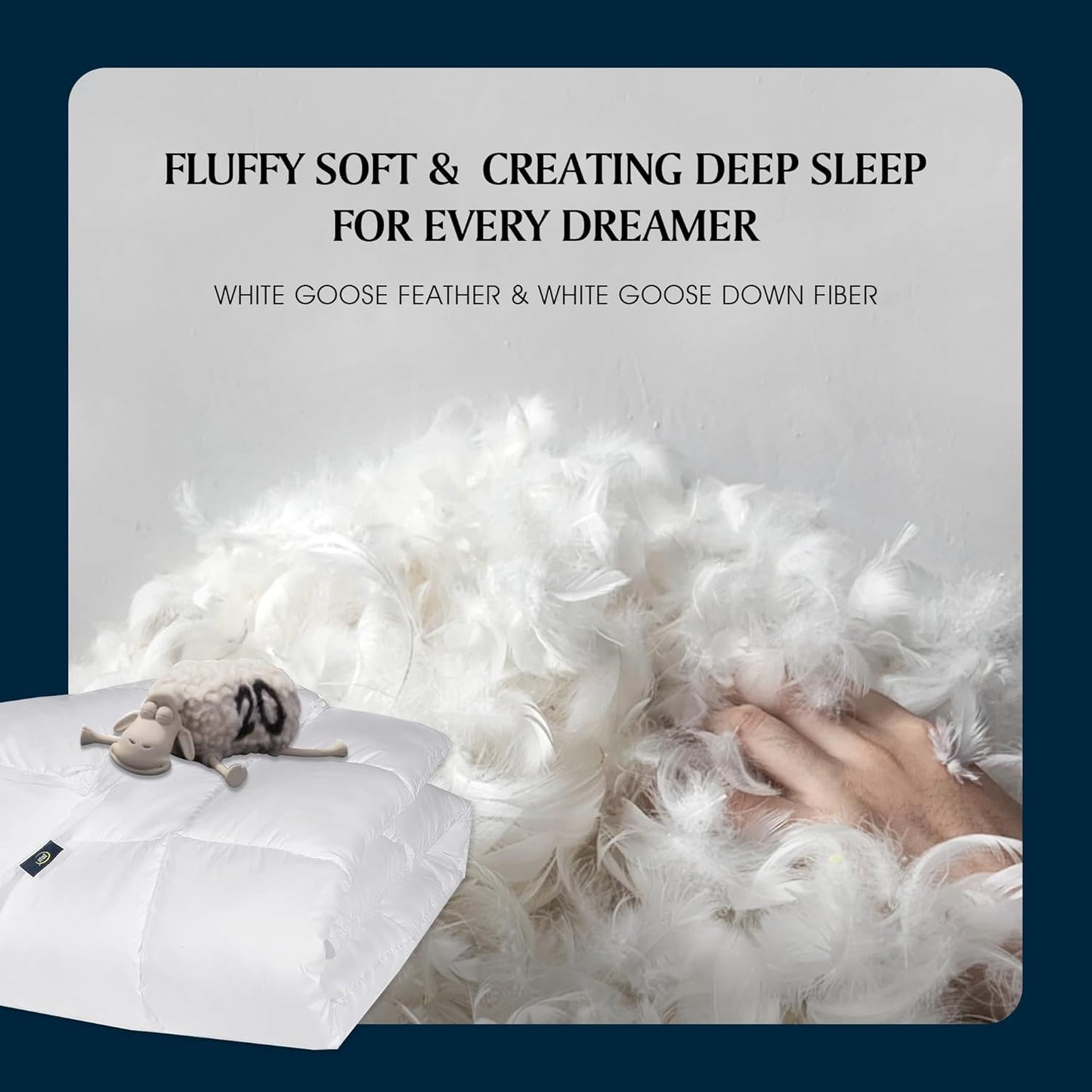 Serta Goose Feather Down Comforter | Queen Size 100% Cotton Duvet Insert - Luxury Hypoallergenic Bedding, 90 x 90 Inch White