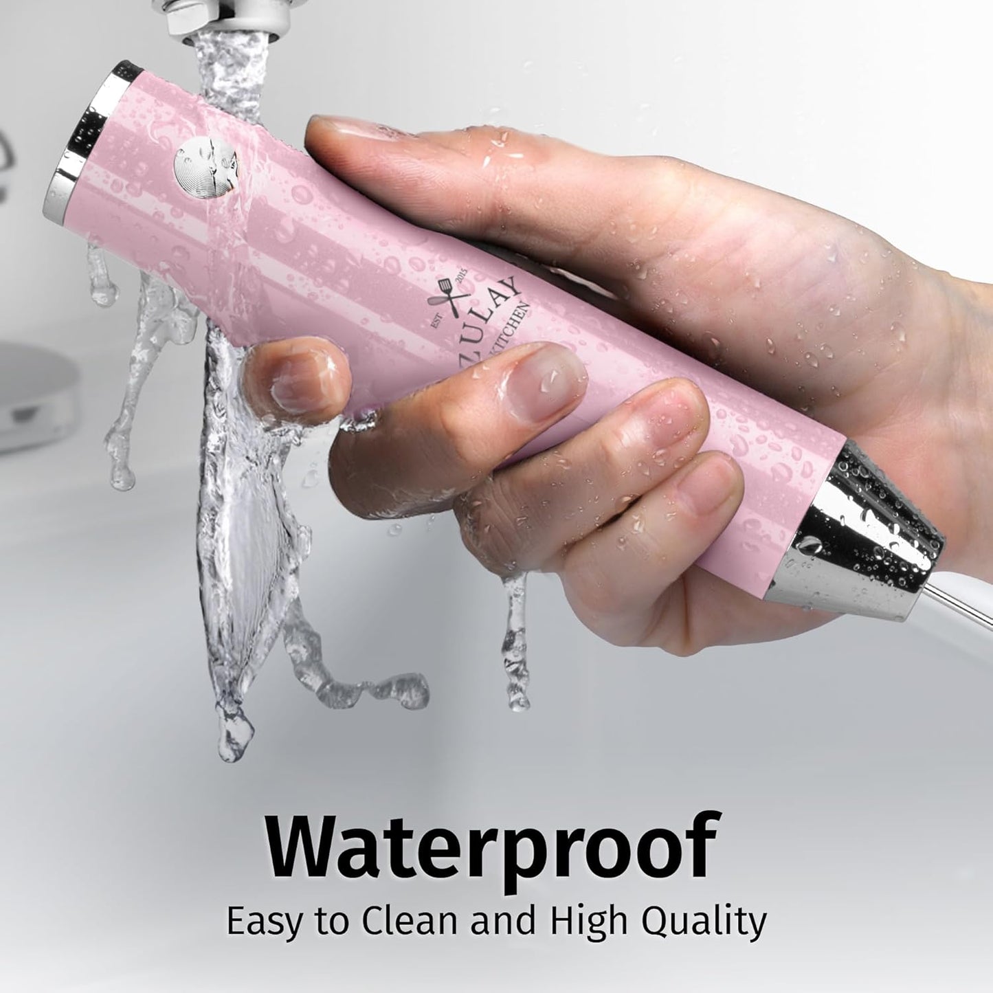 Zulay Kitchen Rechargeable Milk Frother - Powerful 2-Speed Motor, Waterproof, 2000mAh Battery | Pink Bubblegum for Lattes & Cappuccinos