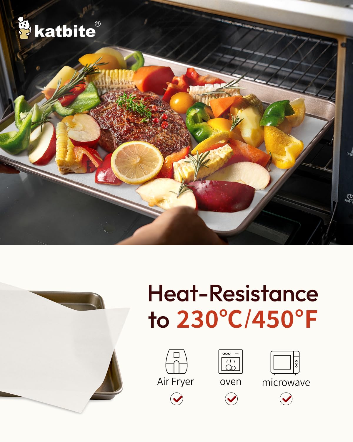 Katbite Parchment Paper, Heavy Duty 12x16 inches Baking Paper, 300 Sheets Oil-proof and Non-stick Parchment Paper Sheets Perfect for Air Fryer, Grilling,Cooking and Wrapping [Extra Strong Series]
