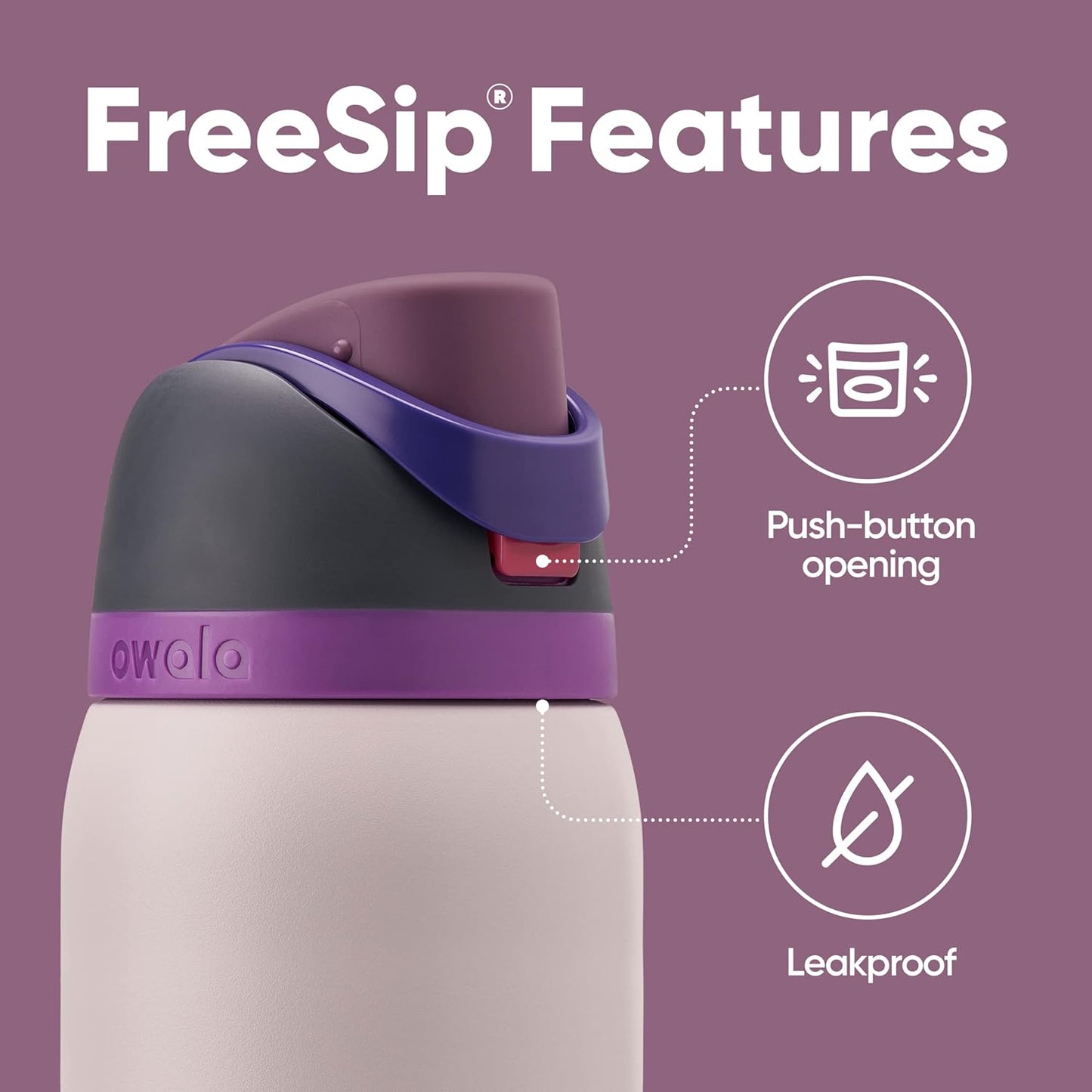 Owala FreeSip Insulated Stainless Steel Water Bottle - 24 Oz with Anti-Slip Silicone Boot | Black