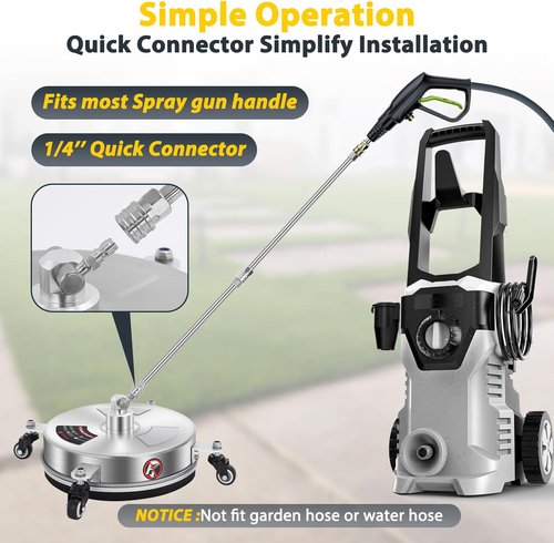 Dalmbox 14" Pressure Washer Surface Cleaner - 4000 PSI, Stainless Steel, 4 Wheels | Ideal for Patios & Sidewalks