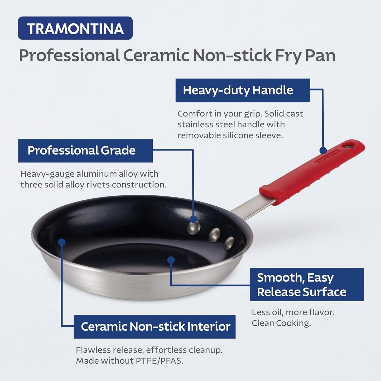 Tramontina Professional 10-Inch Ceramic Nonstick Frying Pan - Heavy-Gauge Aluminum Skillet | Dishwasher & Oven Safe, Black