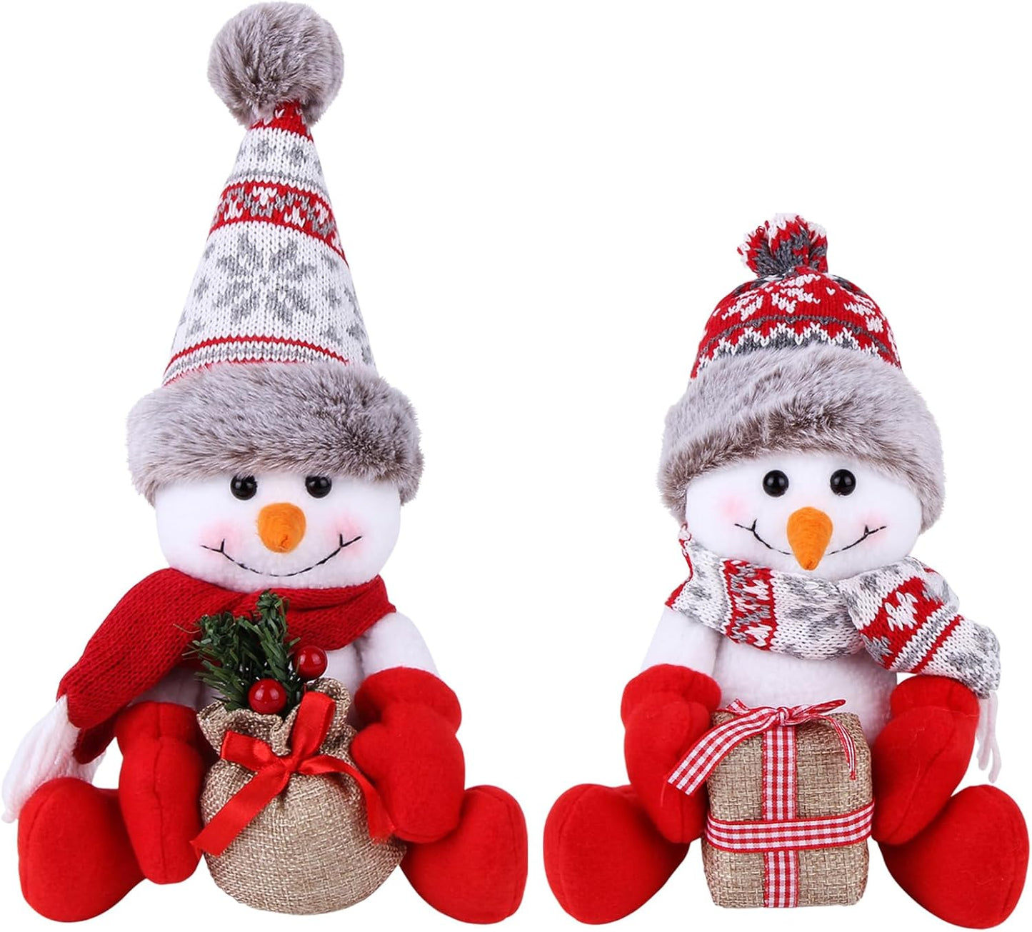 Skiennix Christmas Snowman Decorations - 2 Pack Indoor Holiday Ornaments for Home Decor | Gift & Table Decor