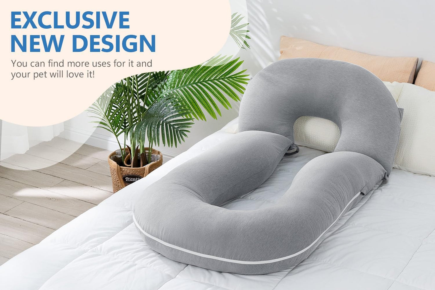 INSEN Pregnancy Pillows, Detachable Body Pillow for Sleeping, Nurse & Relax, Multi-Use Pregnancy Pillows for Pregnant Women, Grey
