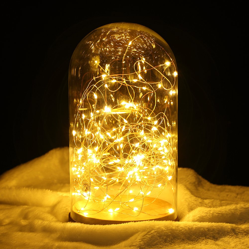 GDEALER 2 Pack 20 Feet 60 Led Fairy Lights Battery Operated with Remote Control Timer, 8 Modes Waterproof Copper Wire Twinkle String Lights for Bedroom Party Indoor- Warm White