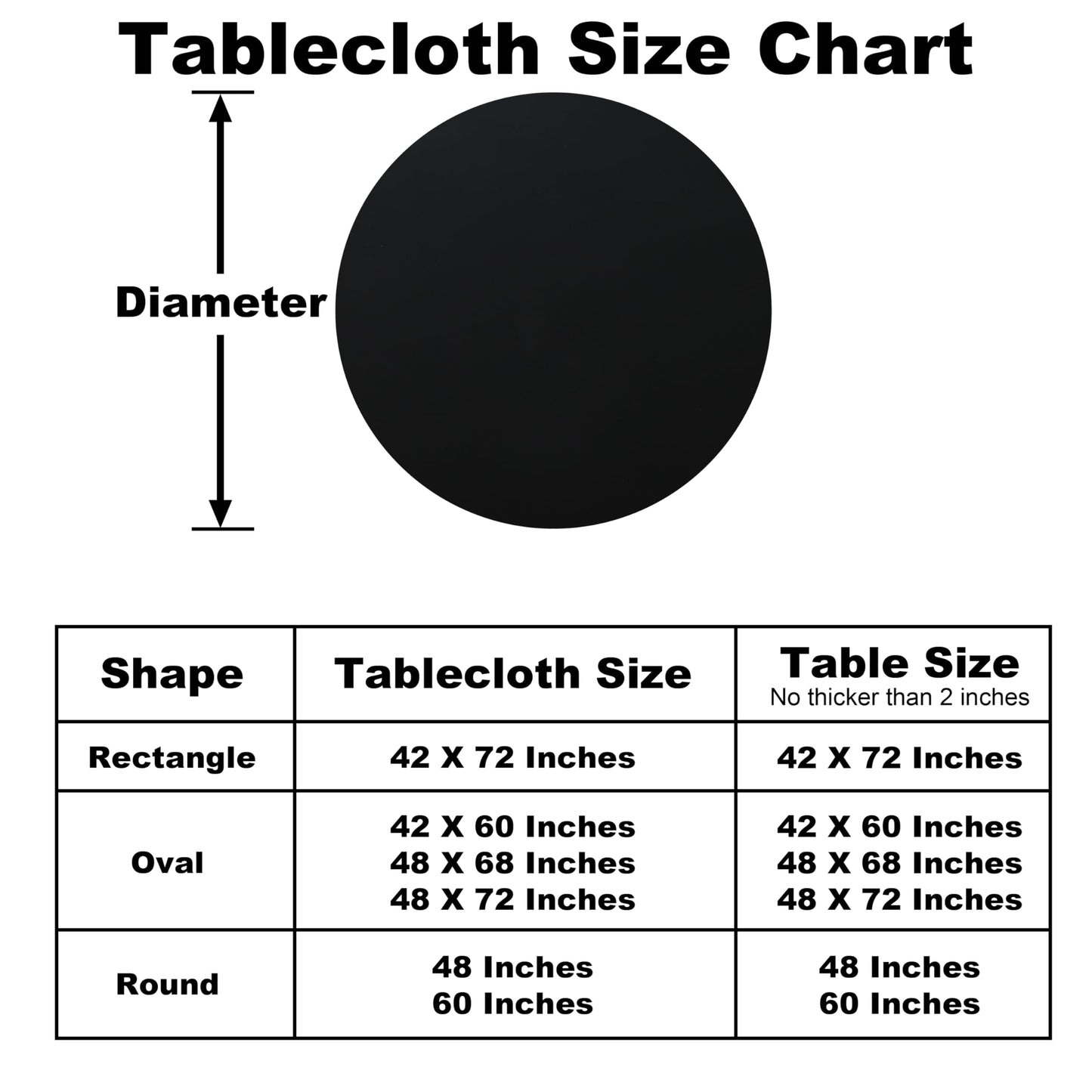 Limalred Fitted Spandex Round Tablecloth, Soft Skin Friendly Non Pilling Breathable Fabric Table Cover with Elastic Band for Dining Gathering Party Banquet Decoration 48 Inch Black