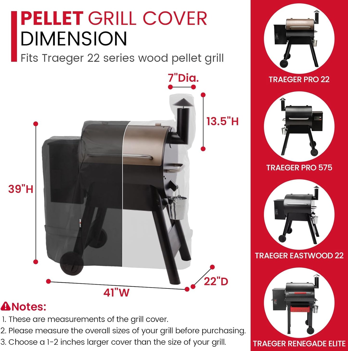 Unicook Heavy-Duty Grill Cover - Waterproof Protection for Traeger Pro 22/575 Series | Full-Length BBQ Accessory