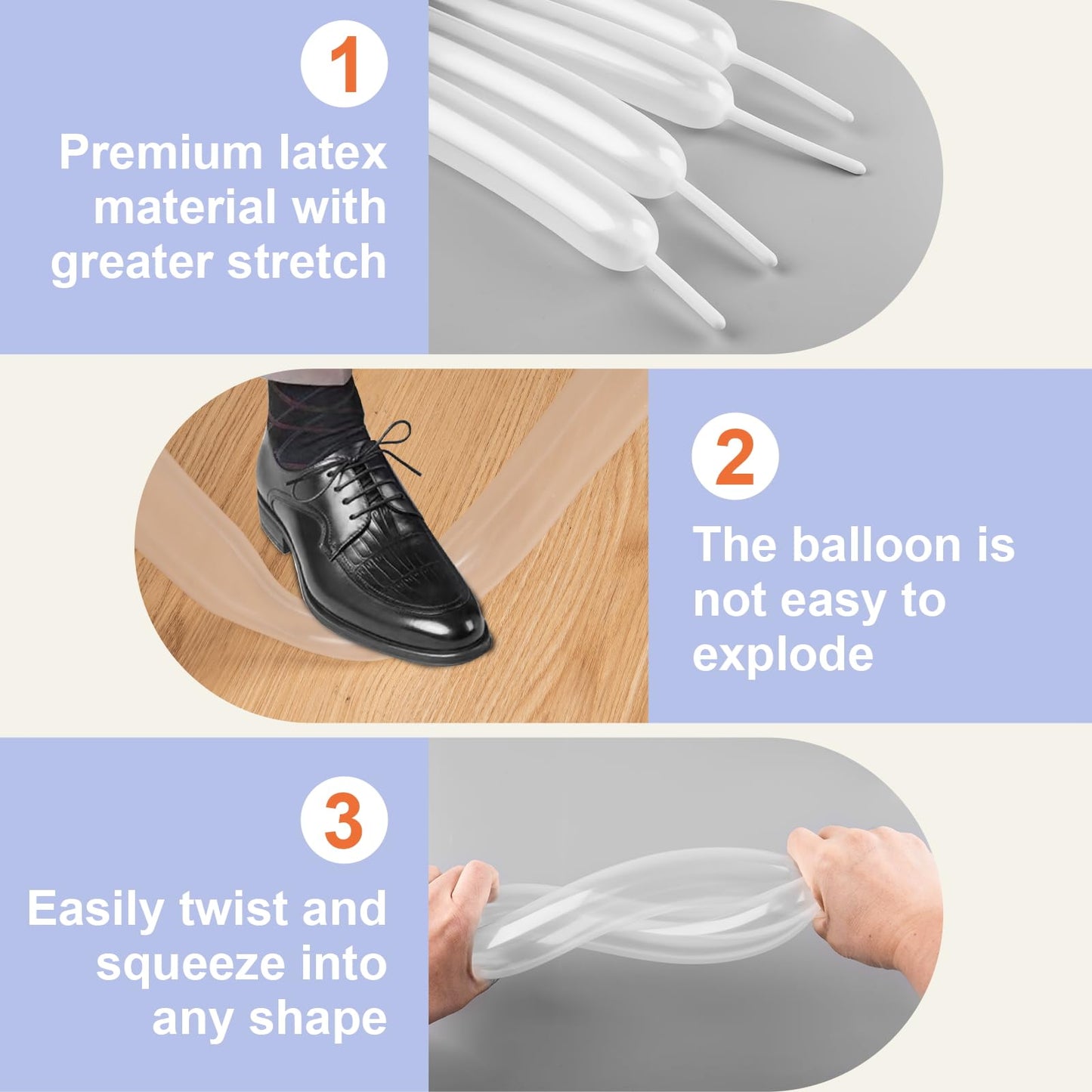 260 Balloons 100 PCS White - Premium Long Skinny Latex Balloons for Animal Twisting, Beginners, Weddings & Birthdays Party Decorations