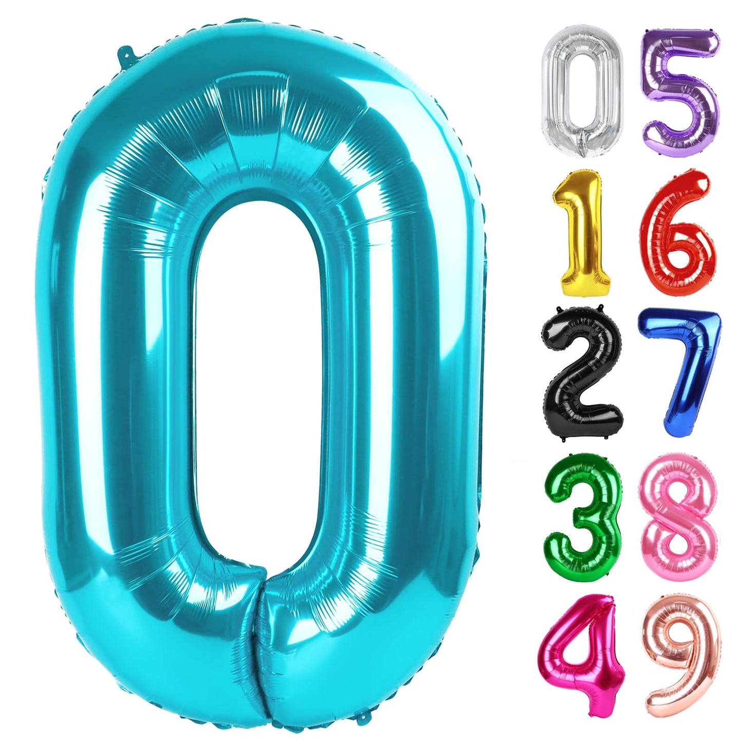 Light Blue Number 0 Balloon 40 Inch, 0 Balloon Number for 10th 20th 30th 40th 50th 60th Birthday Decorations, Light Blue Party Supplies