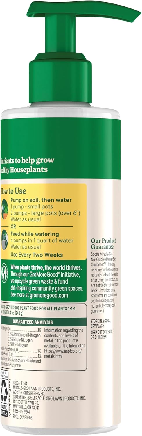 Miracle-Gro Indoor Plant Food - Liquid Nutrient Solution for Houseplants & Flowers | 8 fl. oz., 2-Pack
