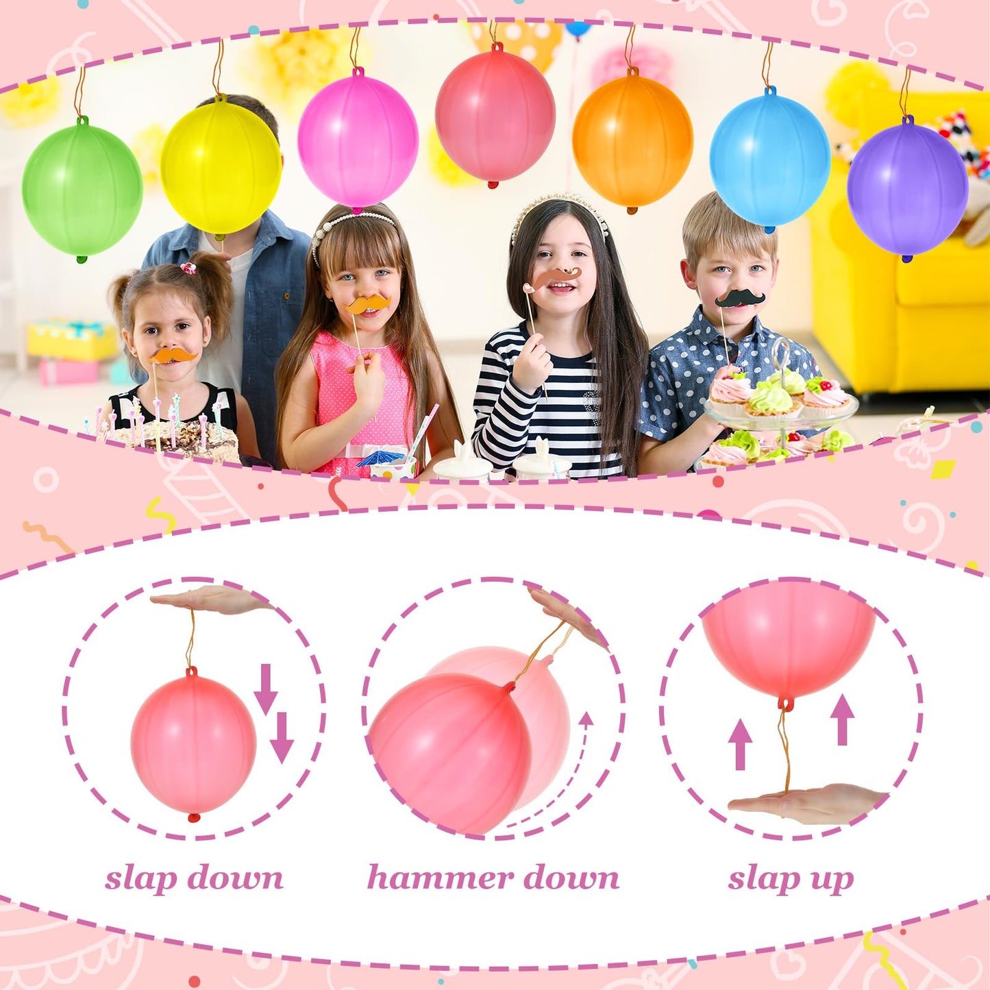 40 Pcs Punching Balloons, Thickened Heavy Duty Punch Balloons for Birthday Party Decor, Neon Party Favors Supply, Durable TPU Bounce Balloon for Carnival Prizes and Outdoor Game