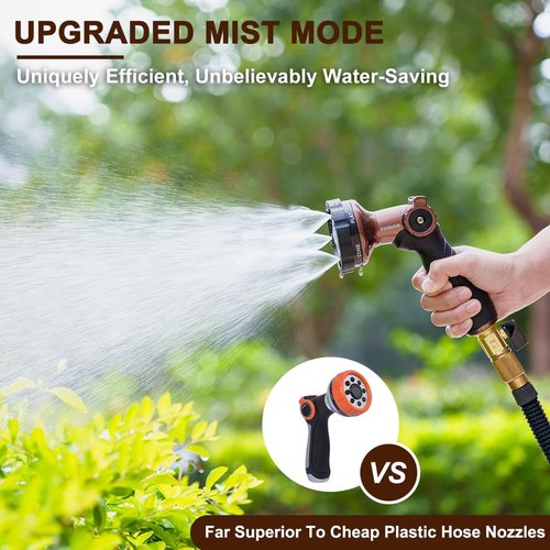 FANHAO Heavy Duty Garden Hose Nozzle - Metal Sprayer with 6 Adjustable Patterns & Thumb Control