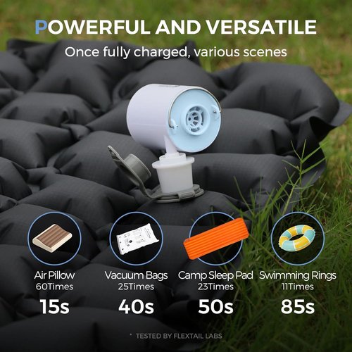 FLEXTAILGEAR Tiny Pump X | Portable Air Pump & Camping Light | USB Rechargeable 1300mAh Battery