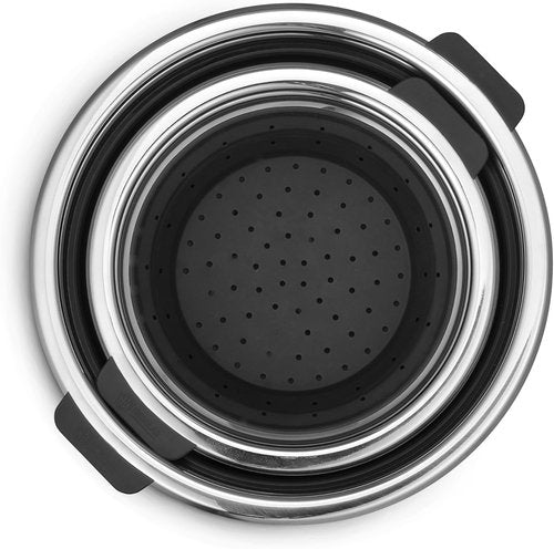 HexClad 2-Piece Steamer Basket Set - Dishwasher-Safe, Fits 3 & 8Qt Pots, Heat-Safe to 425ºF, Non-Slip Handles