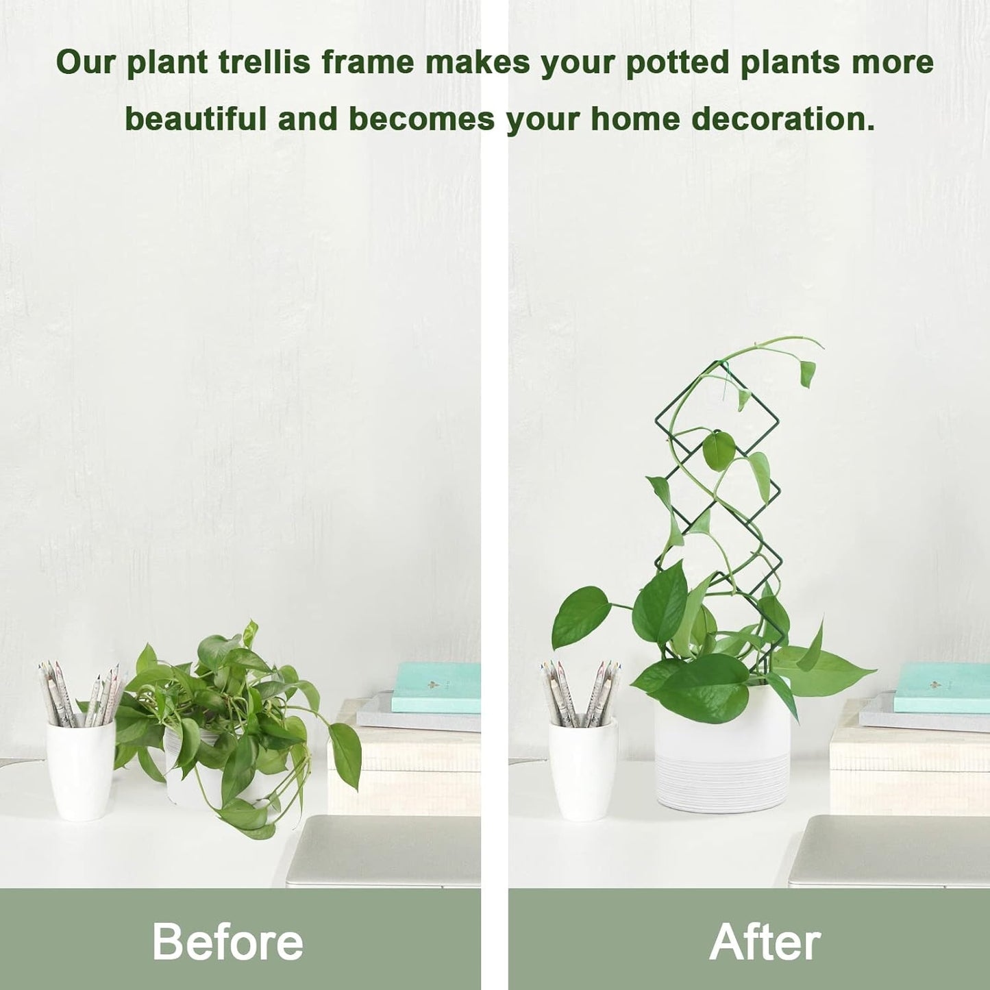 Wellsign Indoor Plant Trellis - 16-Inch Metal Support for Climbing Vines & Flowers | 4-Pack