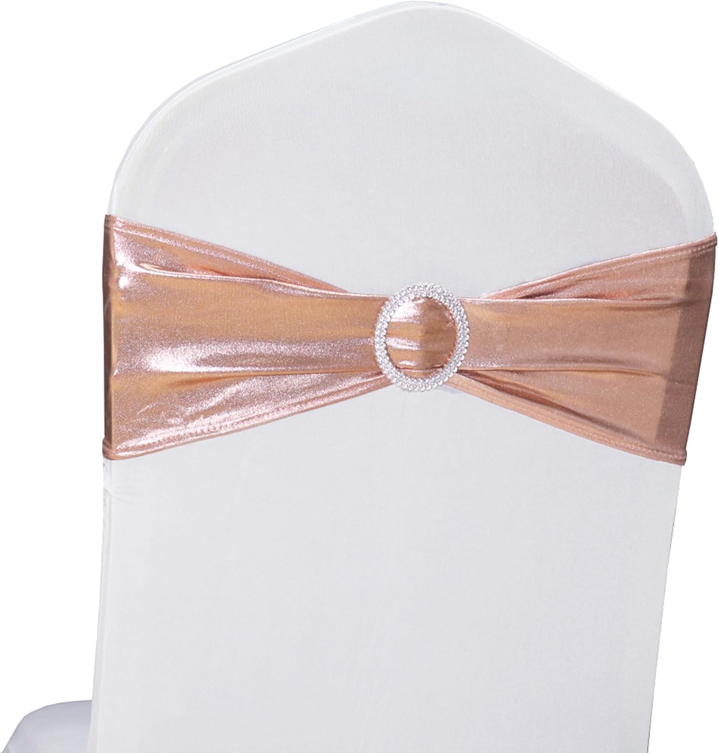 Skiennix Spandex Rose Gold Chair Sashes - Pack of 50 for Weddings & Events | Elegant Chair Decorations