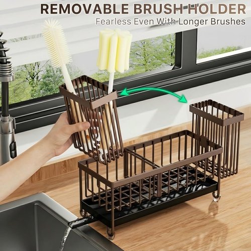 Cisily Kitchen Sink Caddy Organizer - Rustproof 304 Stainless Steel Sponge Holder | High Brush Storage