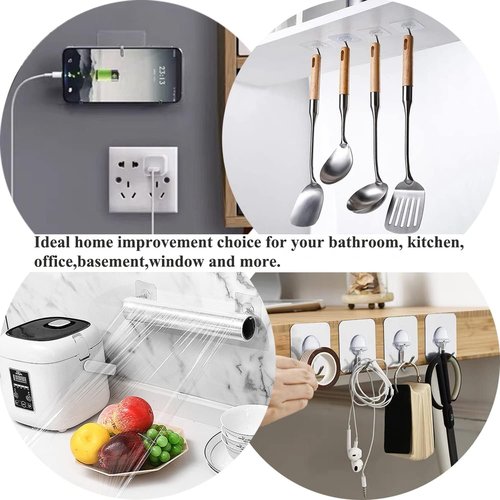 JINSHUNFA Heavy Duty Adhesive Wall Hooks - 13LB No Drill Waterproof Hooks for Bathroom & Kitchen | 8 Pack
