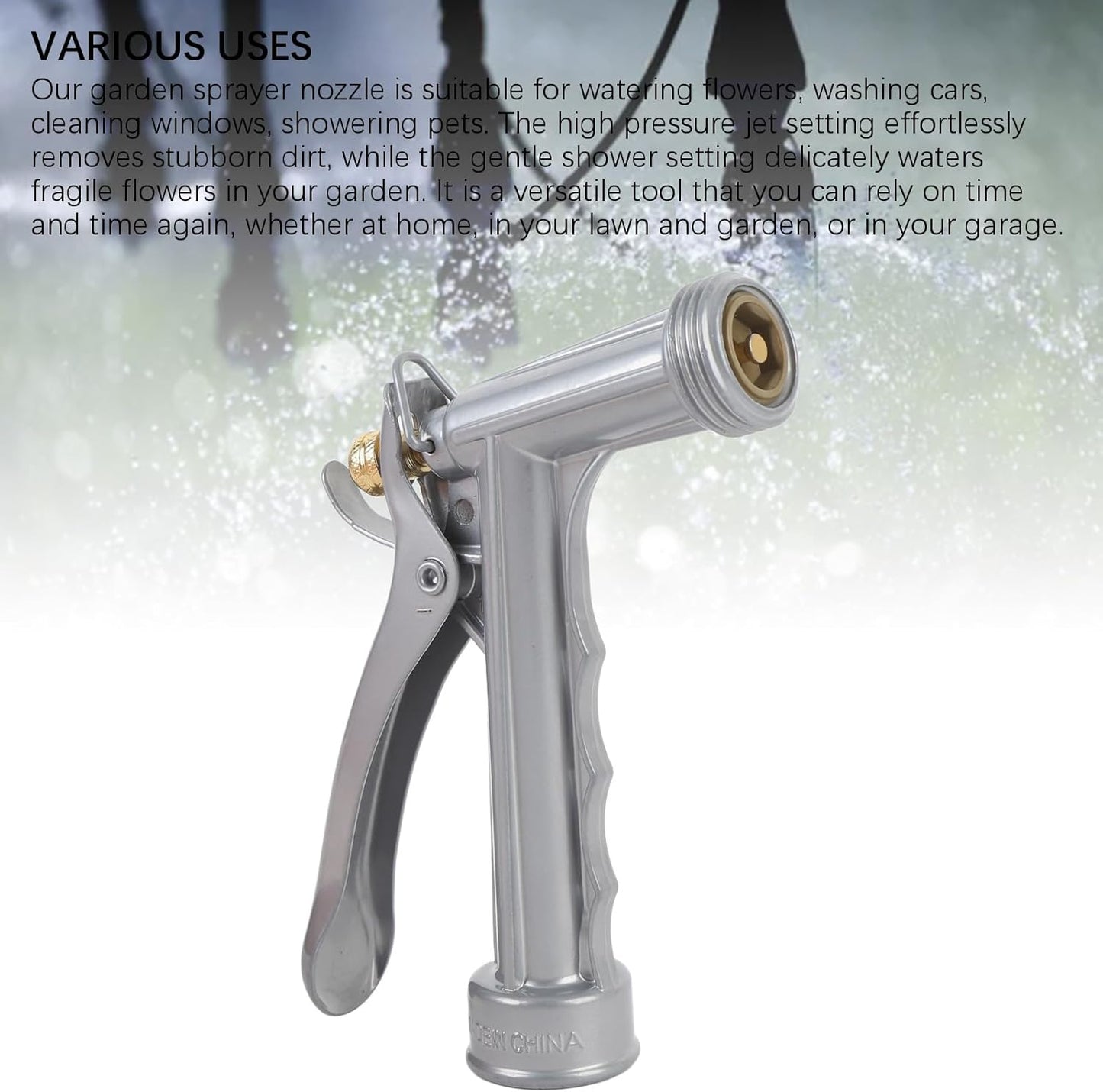 Skiennix Heavy Duty Metal Garden Hose Nozzle - Adjustable Spray Patterns for Lawn, Car & Pet Care