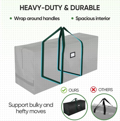 BALEINE Christmas Tree Storage Bag - Heavy Duty 9 ft Extra Large with Reinforced Handles & Dual Zippers (Black)