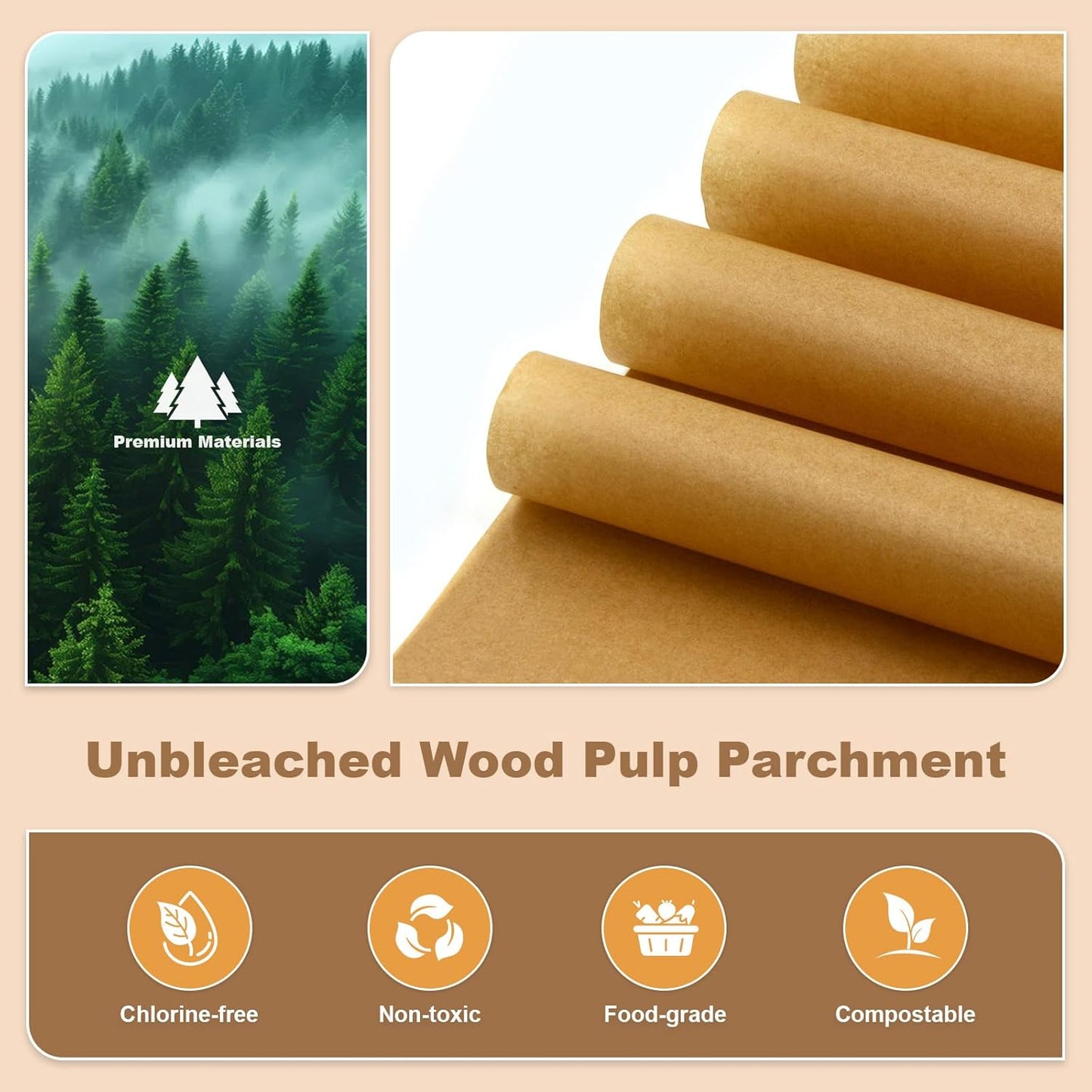 Parchment Paper Sheets | 220 Pcs Non-Stick Precut Baking Paper - 8.5x8.5 Inch, Oil & Water Resistant