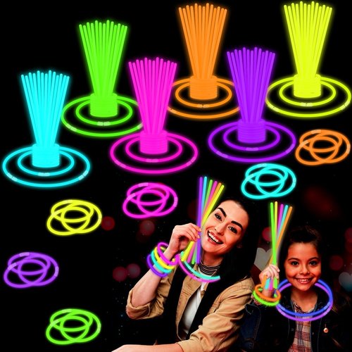 Glow Sticks Party Pack - 250 Neon Glow Bracelets & Necklaces for Kids | Perfect for 4th of July Celebrations