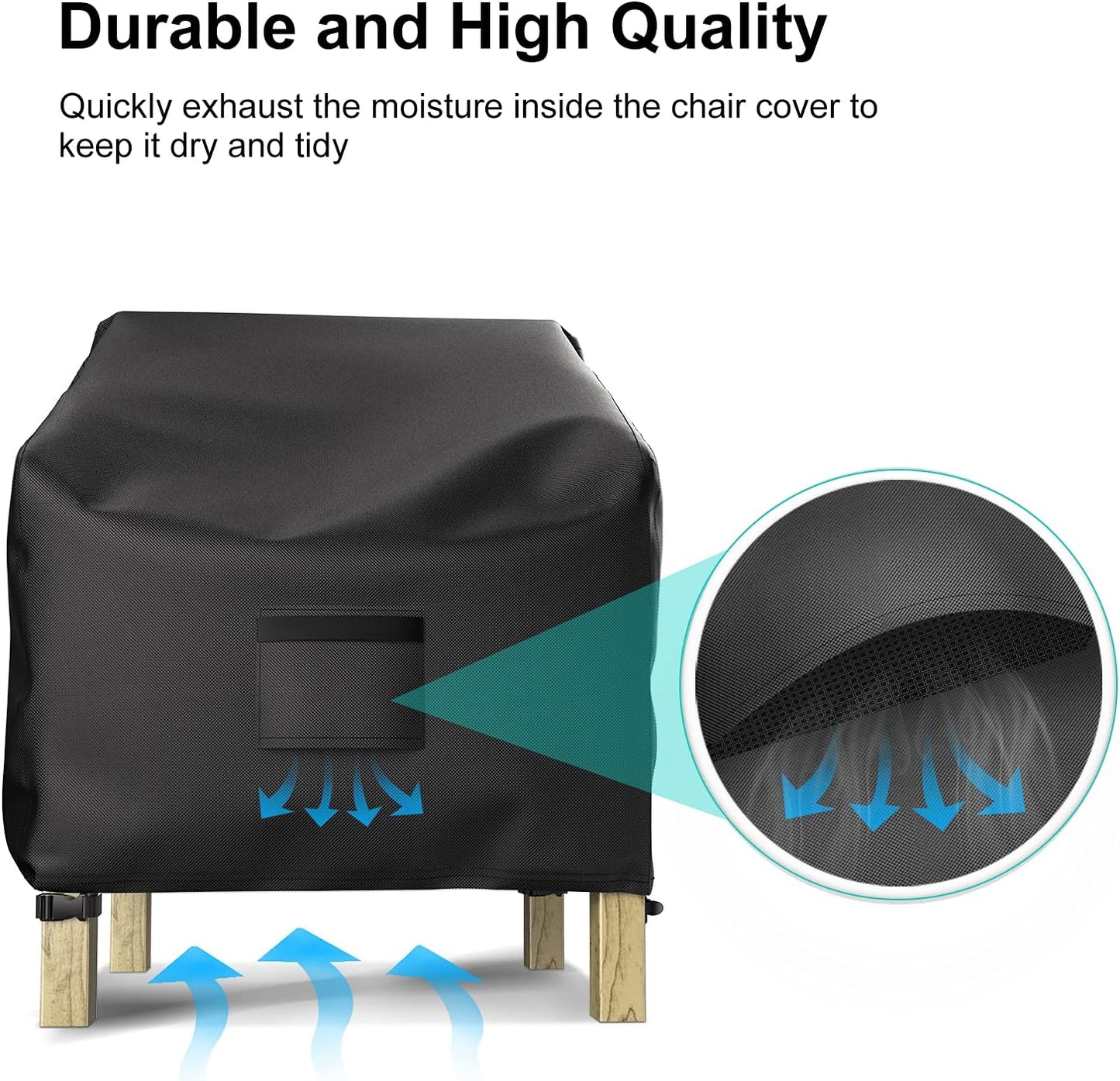 Patio Chair Covers - Waterproof 600D Heavy Duty Oxford Cloth | 2 Pack for Large Lounge Chairs, Black 38" W x 31" D x 29" H