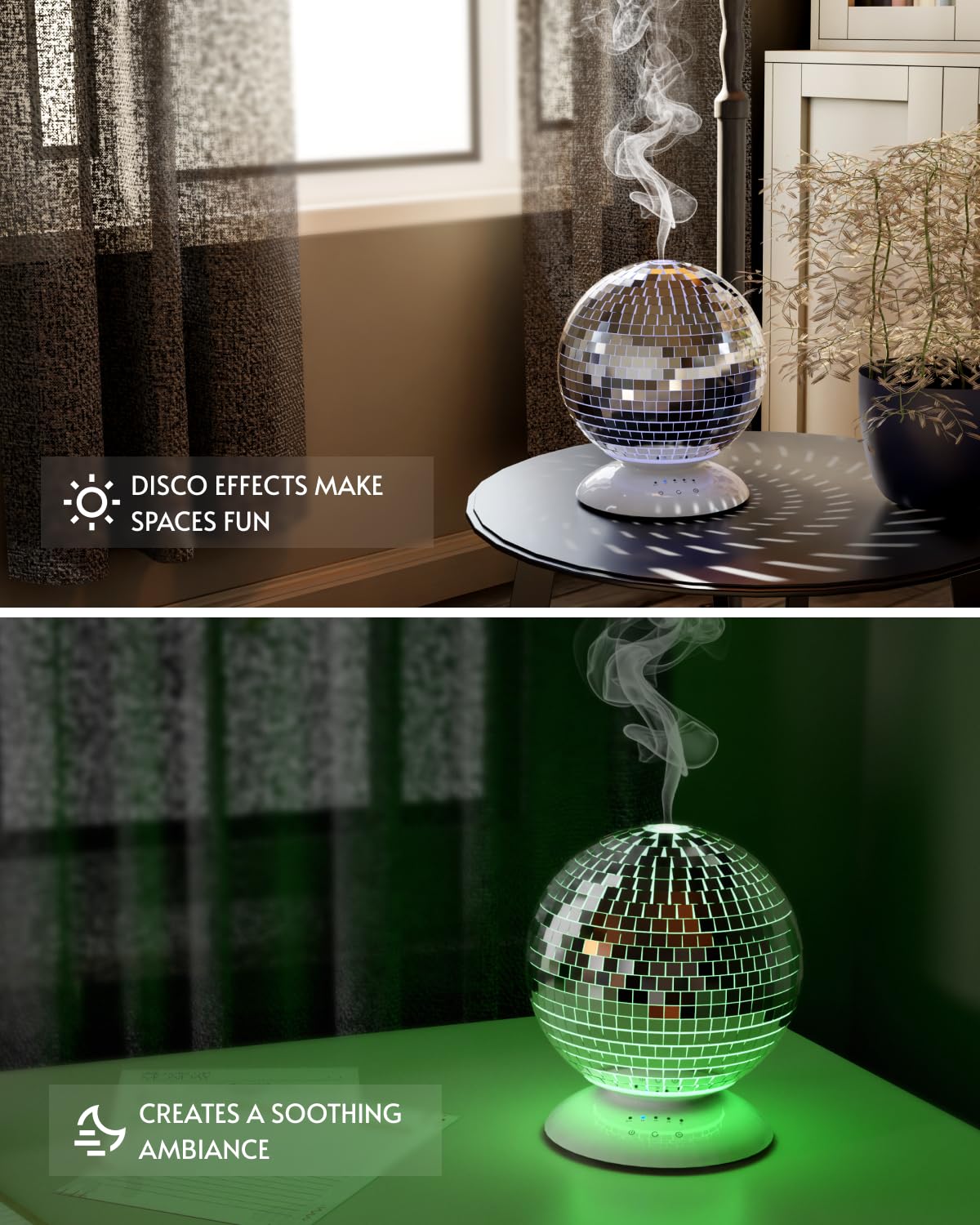 Disco Mirror Ball Diffuser Rotating, 14 Ligth Modes 4 Timer Setting Disco Ball Light Essential Oil Diffuser, Cute Home Disco Ball Decor Great Decoration and Accessories for Disco Party, Room, Office