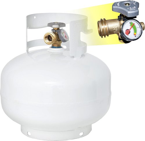 Flame King 11 Pound Propane Tank Cylinder - Squatty Design with Type 1 OPD Valve | White Finish