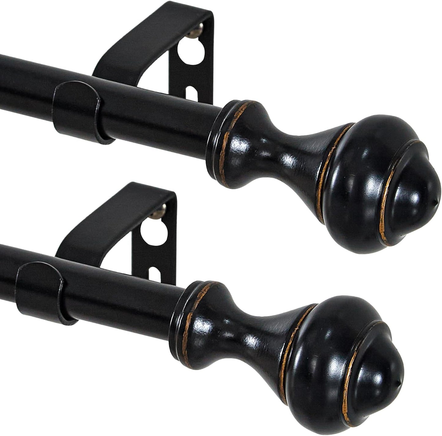 NICETOWN Adjustable Curtain Rods - Heavy Duty Matte Black Copper Drapery Poles | 48-86 Inch, 2-Pack
