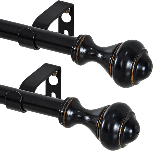 NICETOWN Adjustable Curtain Rods 2-Pack | 48-86 Inch with Grommet Black Blackout Curtains