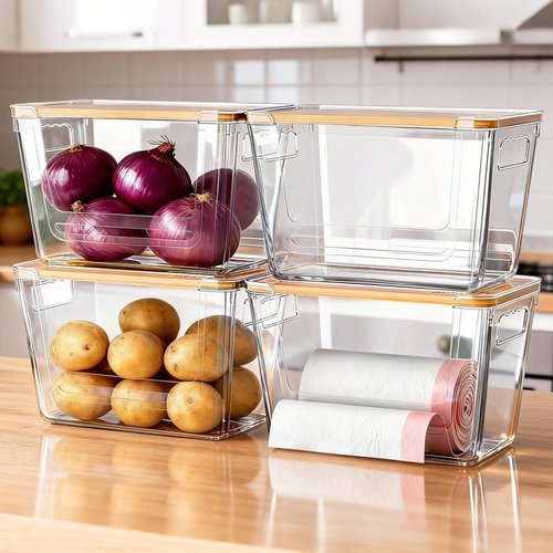 Garbage Bag Dispenser by [Brand Name] - Under Sink Organizer for Kitchen & Pantry | Clear, 4 Pack