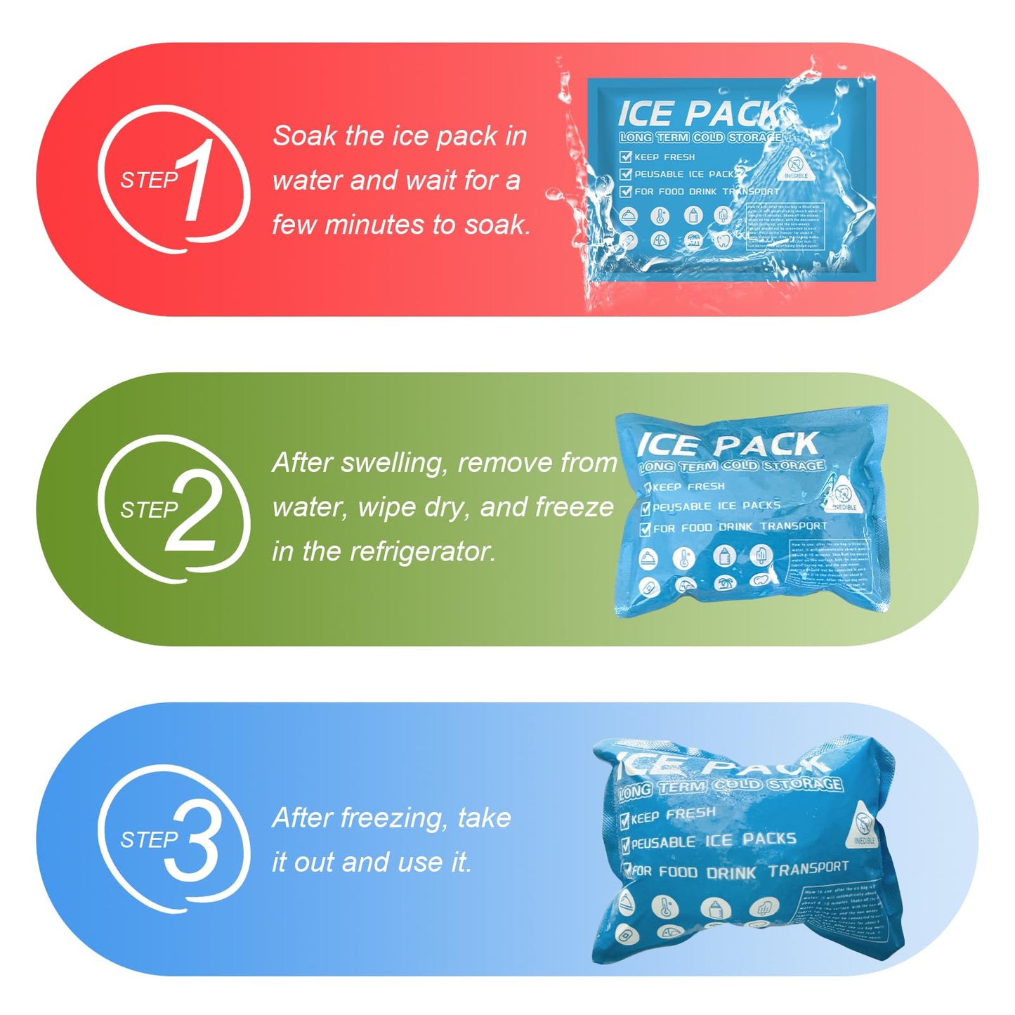 Lagincig 50PCS Ice Packs for Coolers Shipping Lunch Box - Cold Cooler Bag Long Lasting Reusable Ice Pack Gel Freezer Packs for Camping Beach Fishing Shipping Food
