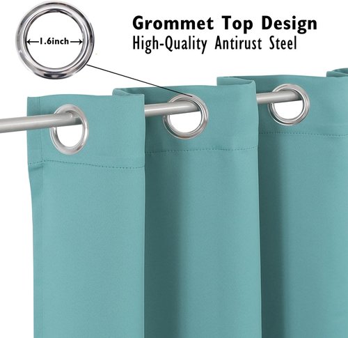 ChrisDowa Blackout Curtains - Thermal Insulated Grommet Room Darkening Panels, Aqua, 42 x 63 Inch (2 Panels)