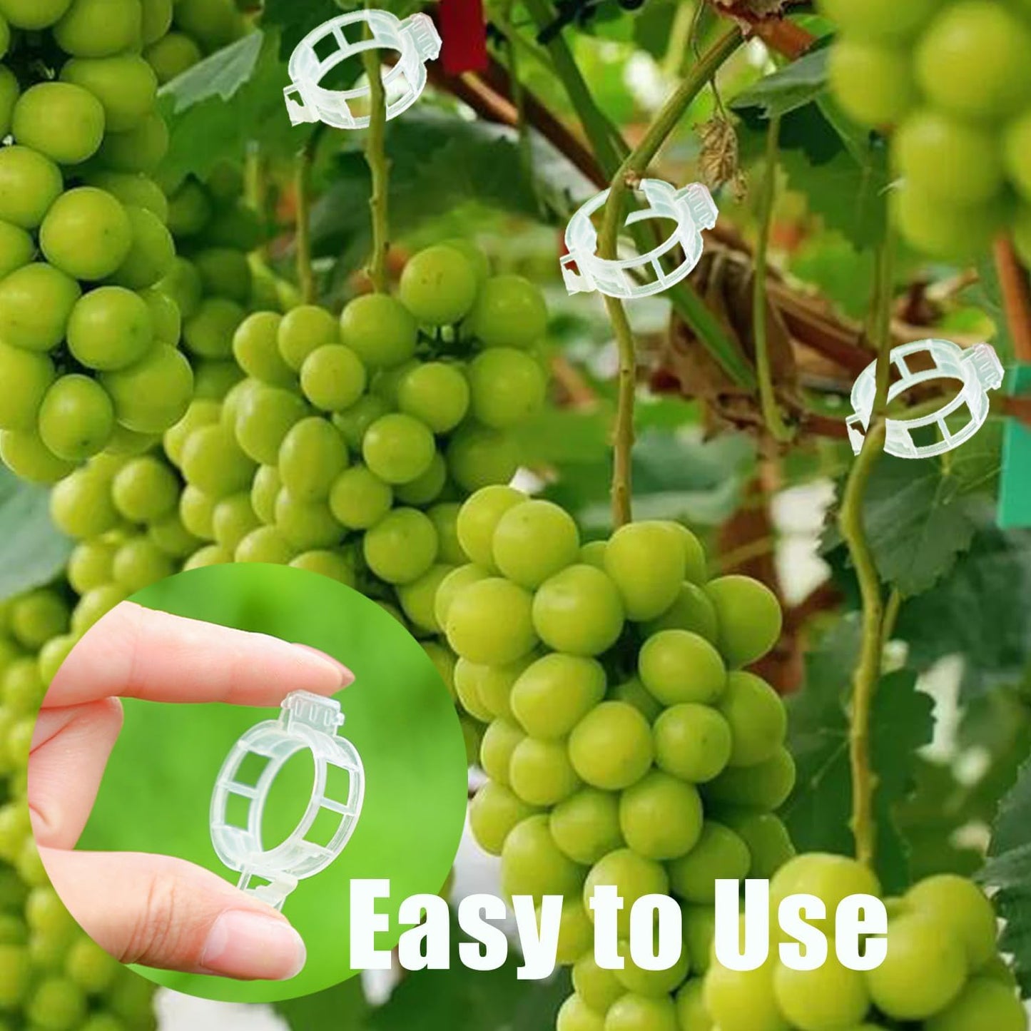 Skiennix 120pcs White Plant Support Clips - Durable Tomato & Grape Vine Clips for Garden Trellis