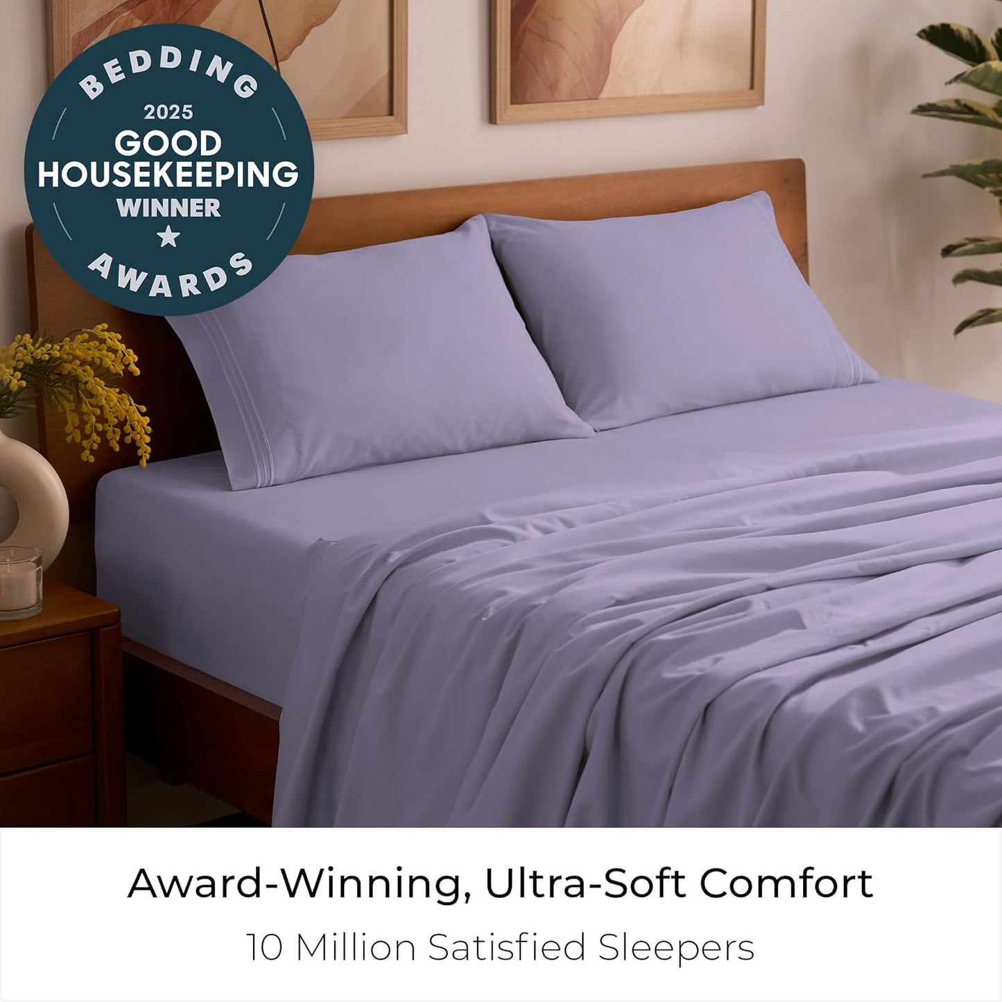 Mellanni Full Sheets Set - 4 PC Hotel Luxury Bedding | Extra Soft, Cooling, Wrinkle-Resistant (Full, Violet)