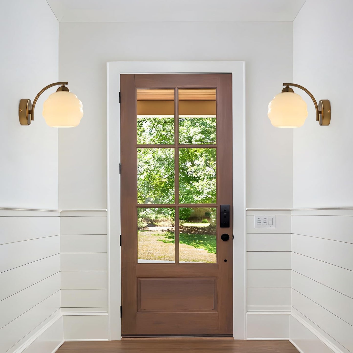 Gold Wall Sconce 1-Light Modern Wall Lighting Fixture Farmhouse Vanity Sconces Lights with Milk White Glass Shade Indoor Wall Sconce Lamp Wall Mount Light Fixture for Bedroom MWL02-1A