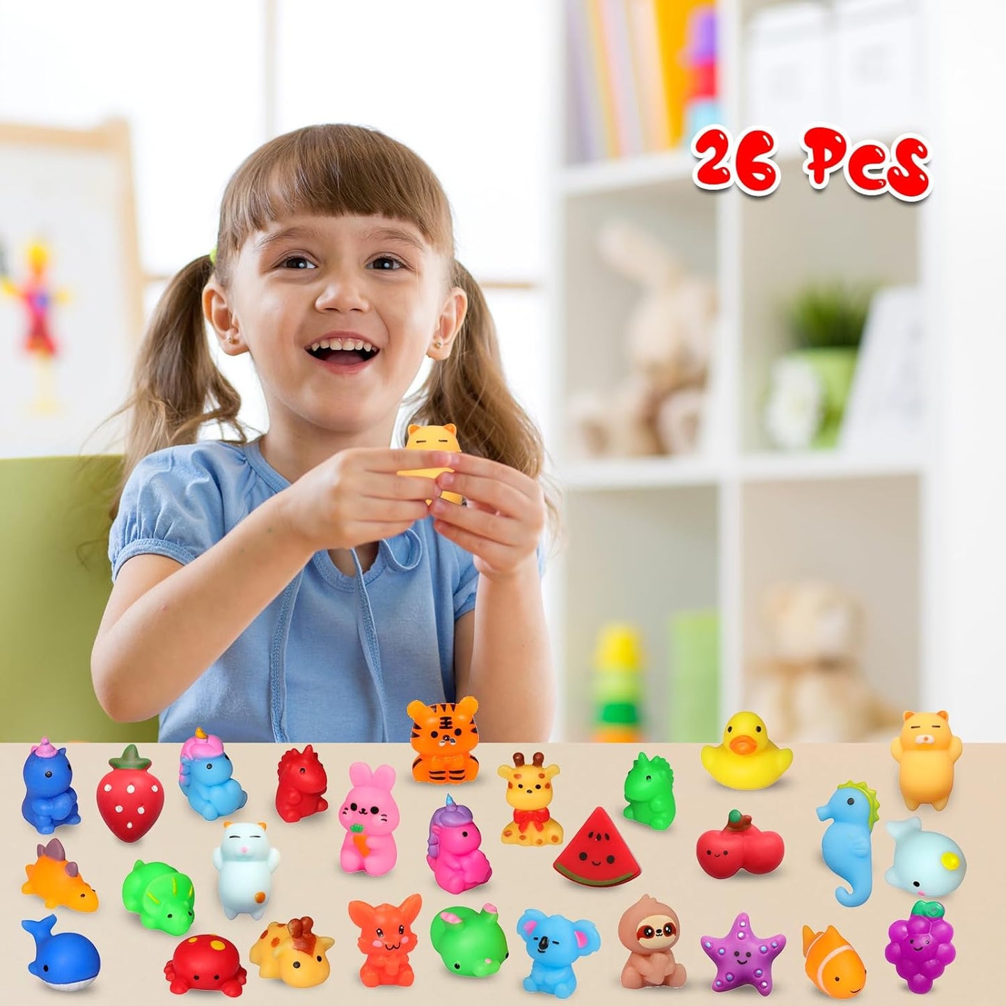 Nobasco Squishies | 26-Pack Mochi Cat Squishy Toys - Kawaii Slow Rising Stress Relievers