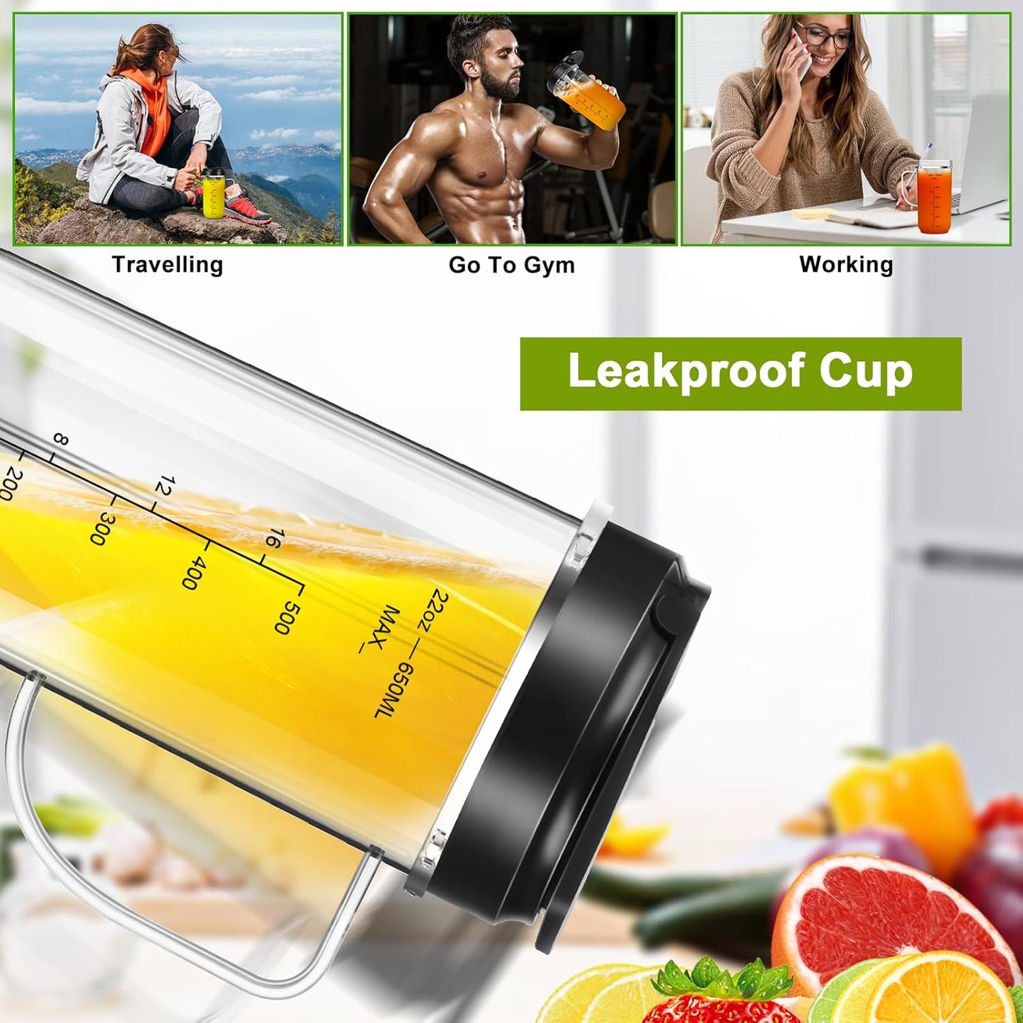UBYNID Magic Bullet Blender Cups - 22oz Tall Replacement Cups with Flip Top Lid & 4 Fins Blade