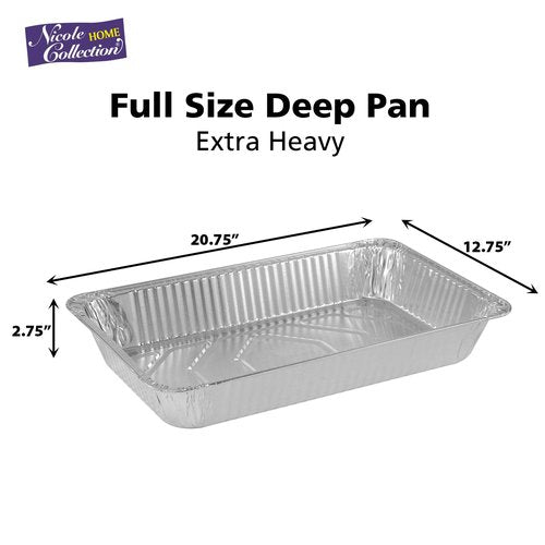 Aluminum Pans Full Size, Large Disposable Roasting & Baking Pan, 21"x13" Deep Foil Pans (10 Pack) Extra Heavy Duty Chafing Trays for Hotels, Restaurants, Caterers, Steam Table, Buffets & Bakeware