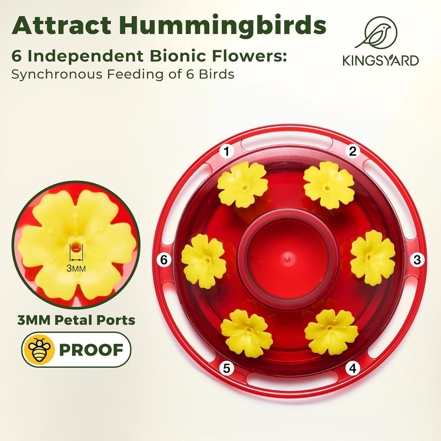 Kingsyard Glass Hummingbird Feeder - 14 oz Leak-Proof Design with Ant Moat & Bee-Proof Ports | 2-Pack Red