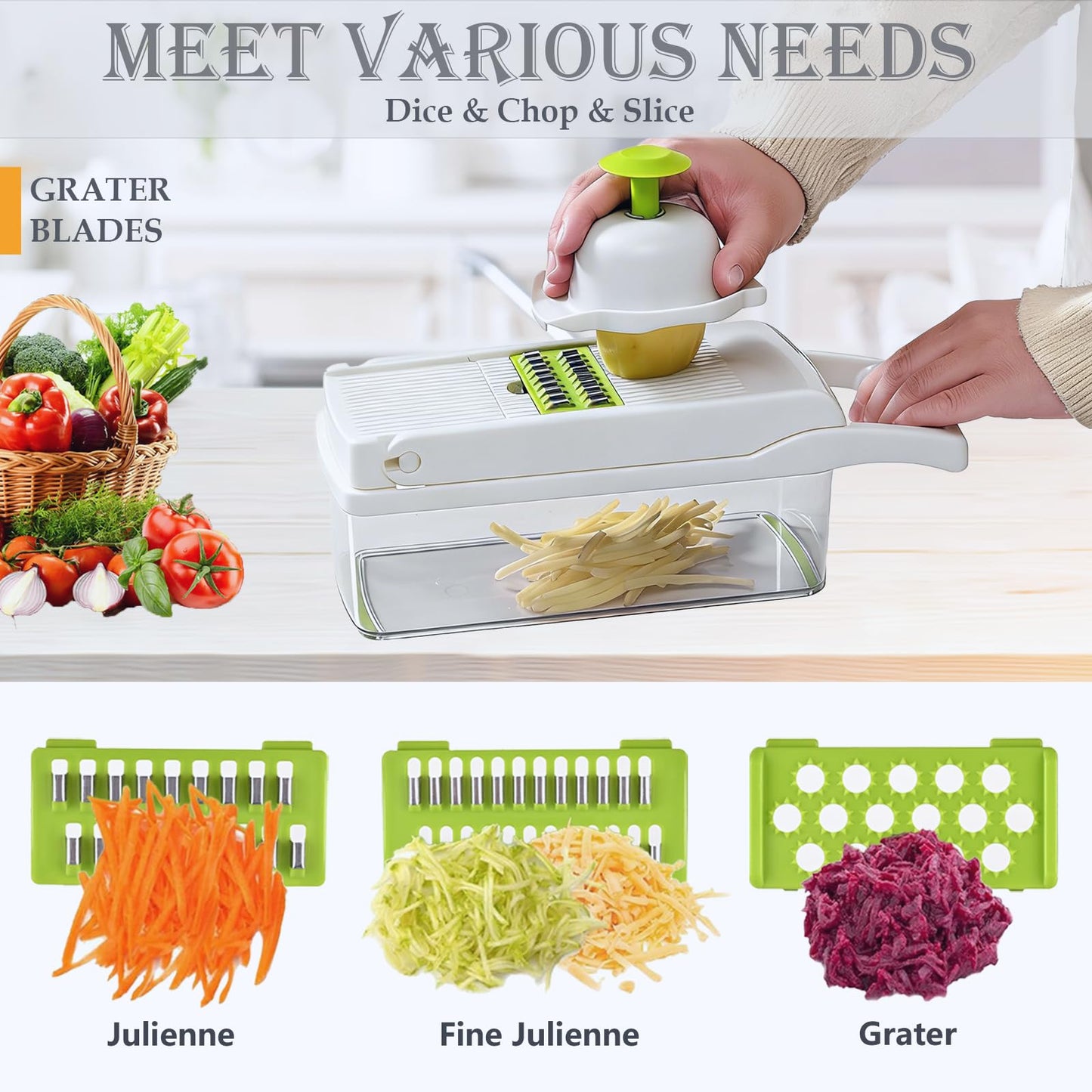 Pro-Series 20-in-1 Vegetable Chopper, Dewpeton Mandoline Slicer, Veggie Chopper, Food Chopper with Container, Vegetable Cutter Chopper & Spiralizer for Onion Salad (Home Essential Gadget & Kitchen)