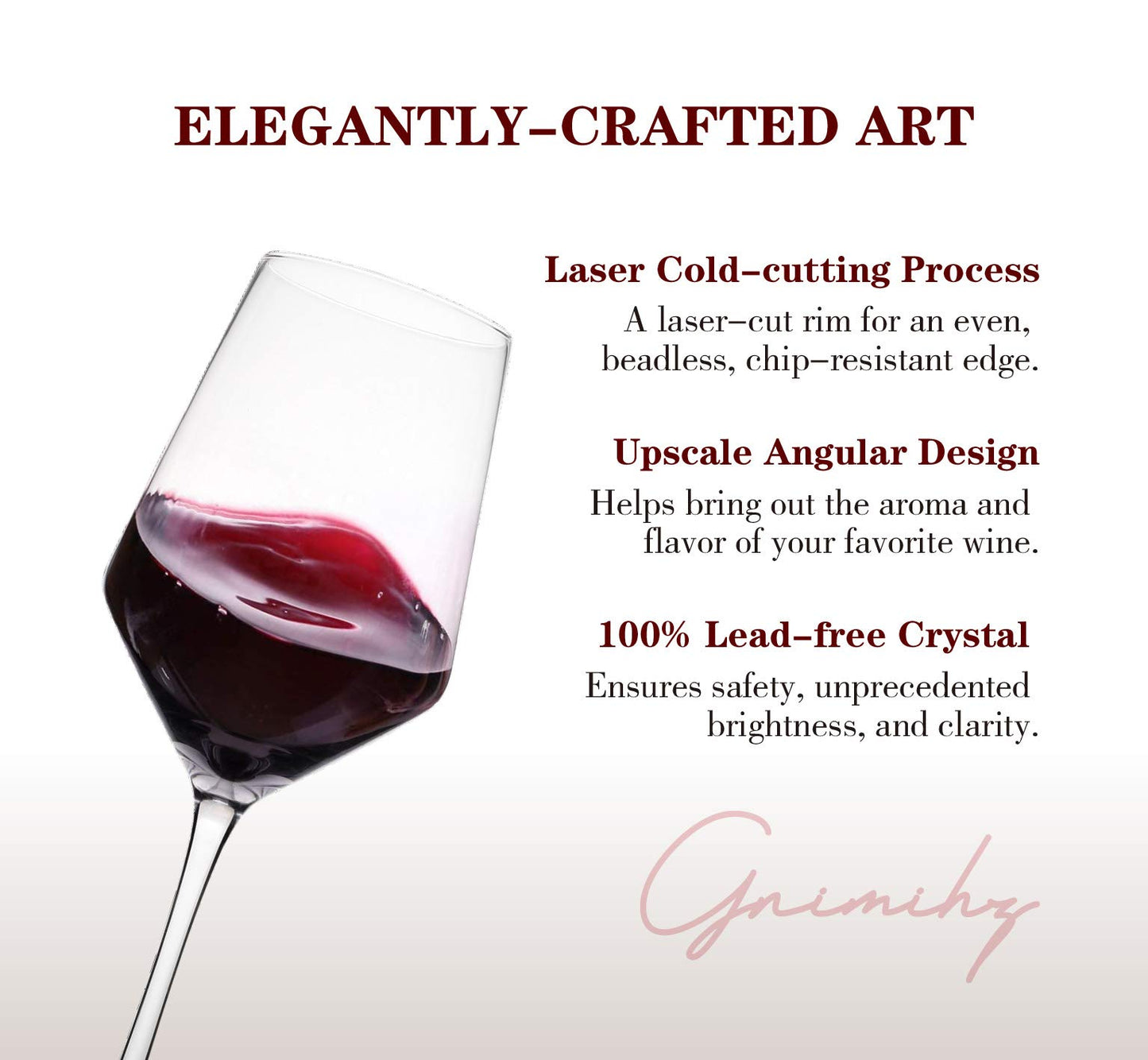 Gnimihz Wine Glasses Set of 4-15oz Wine Glass, Hand Blown Crystal Red Wine or White Wine Glass, Gifts for Women, Men, Wedding, Anniversary, Christmas, Birthday, Gift Packaging for Any Occasion