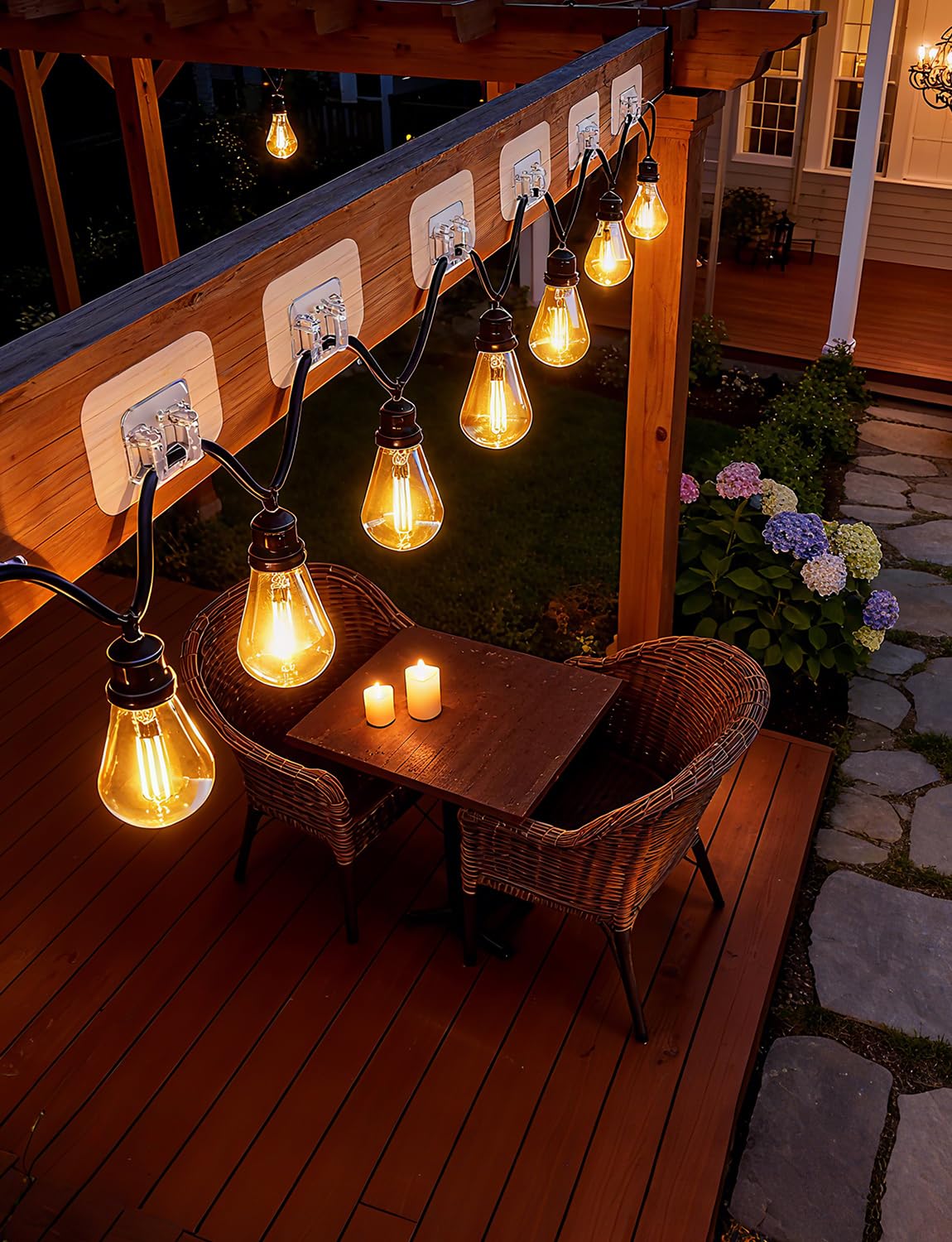 XJWWHZ 50Pcs Hooks for Outdoor String Lights Clips, Adhesive Cord Clip for Wall Wire Holder, Christmas Light Clips for LED Hanging Balcony String Lights