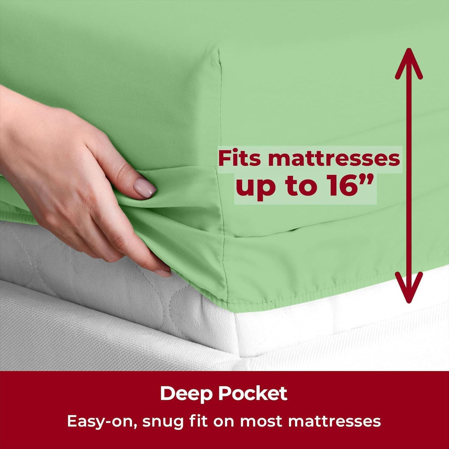 Mellanni Twin Sheets Set - 3 PC Hotel Luxury Bedding | Extra Soft, Cooling & Stain Resistant (Twin, Pistachio)