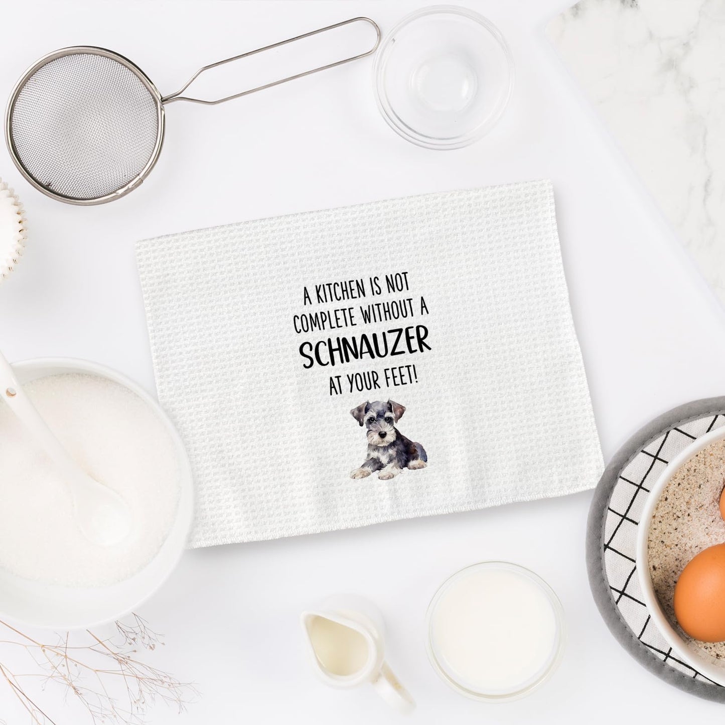 FIicy Miniature Schnauzer Gifts Kitchen Towels - Schnauzer Dog Lover Gifts Dish Towels, Mini SchnauzerGifts Dog Owner Decorative Hand Towels for Kitchen, DogKitchen Decor, Set of 2(16x24 Inch)
