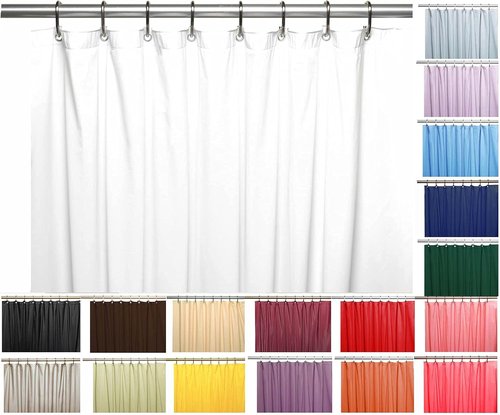 Elegant Heavy Duty Vinyl Shower Curtain Liner - 12 Metal Grommets | White Color