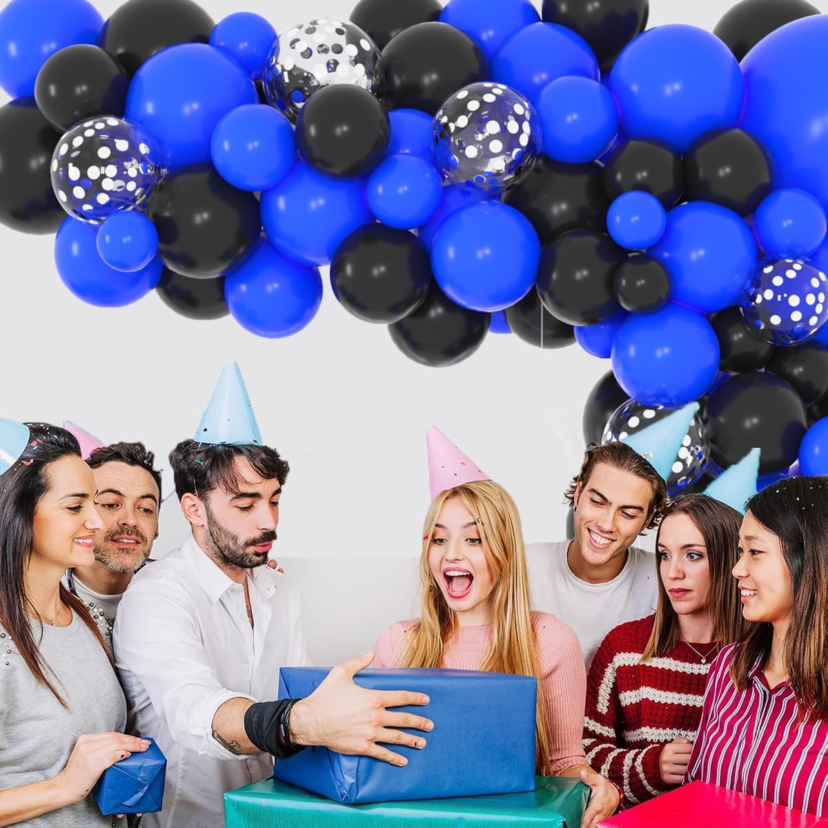 Royal Blue & Black Balloon Garland Arch Kit - Festive Balloons for Baby Shower & Graduation Celebrations