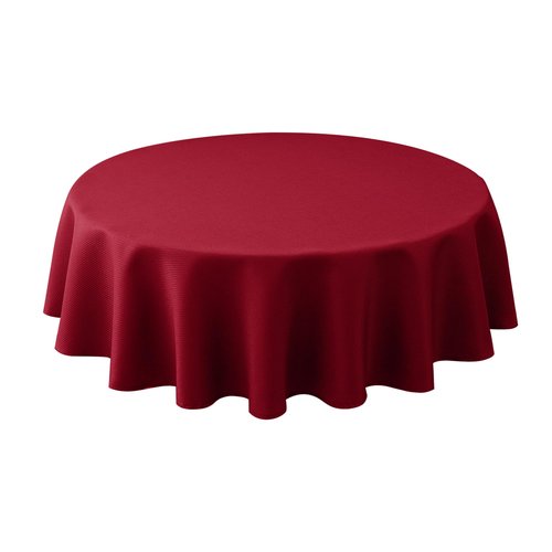 Biscaynebay Textured Fabric Round Christmas Tablecloths 70", Red Water Resistant Tablecloths for Dining, Kitchen, Wedding & Parties, etc Machine Washable