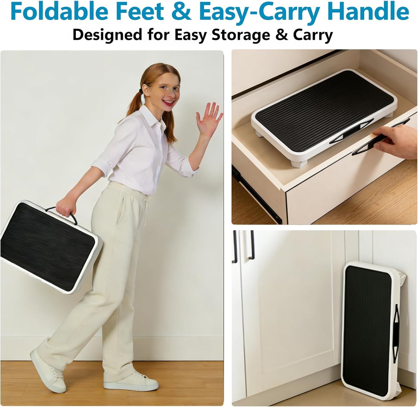 Simple Deluxe Step Stool - Foldable Heavy Duty Foot Stool with Non-Slip Platform | 330 Lbs Capacity